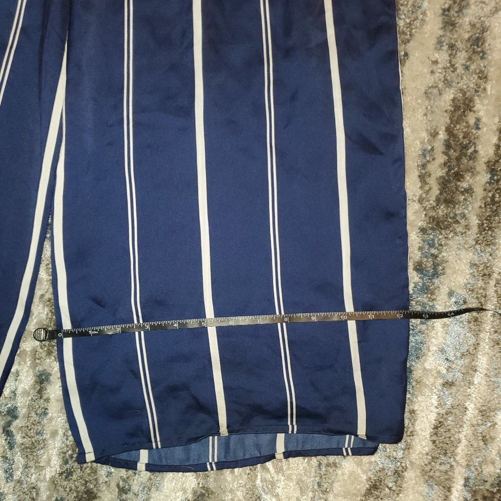 FOREVER 21 Satin blue-and-white striped jumpsuit || sz Sm GUC - Picture 12 of 13